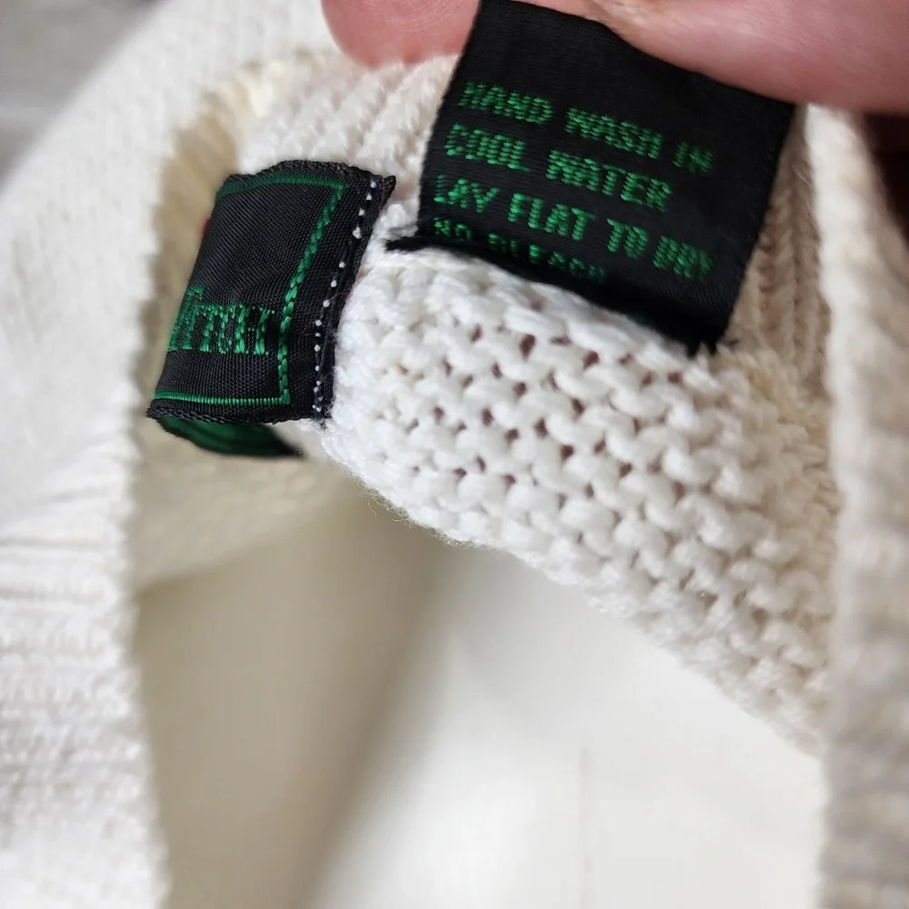 Vintage Abercrombie & Fitch Cotton Cable Knit VNeck Sweater Vest Ivory Large - Picture 3 of 15